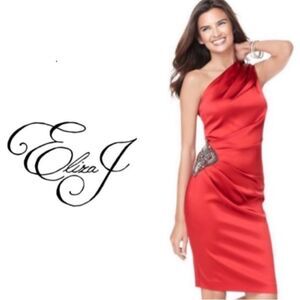 Eliza J One Shoulder Red Dress